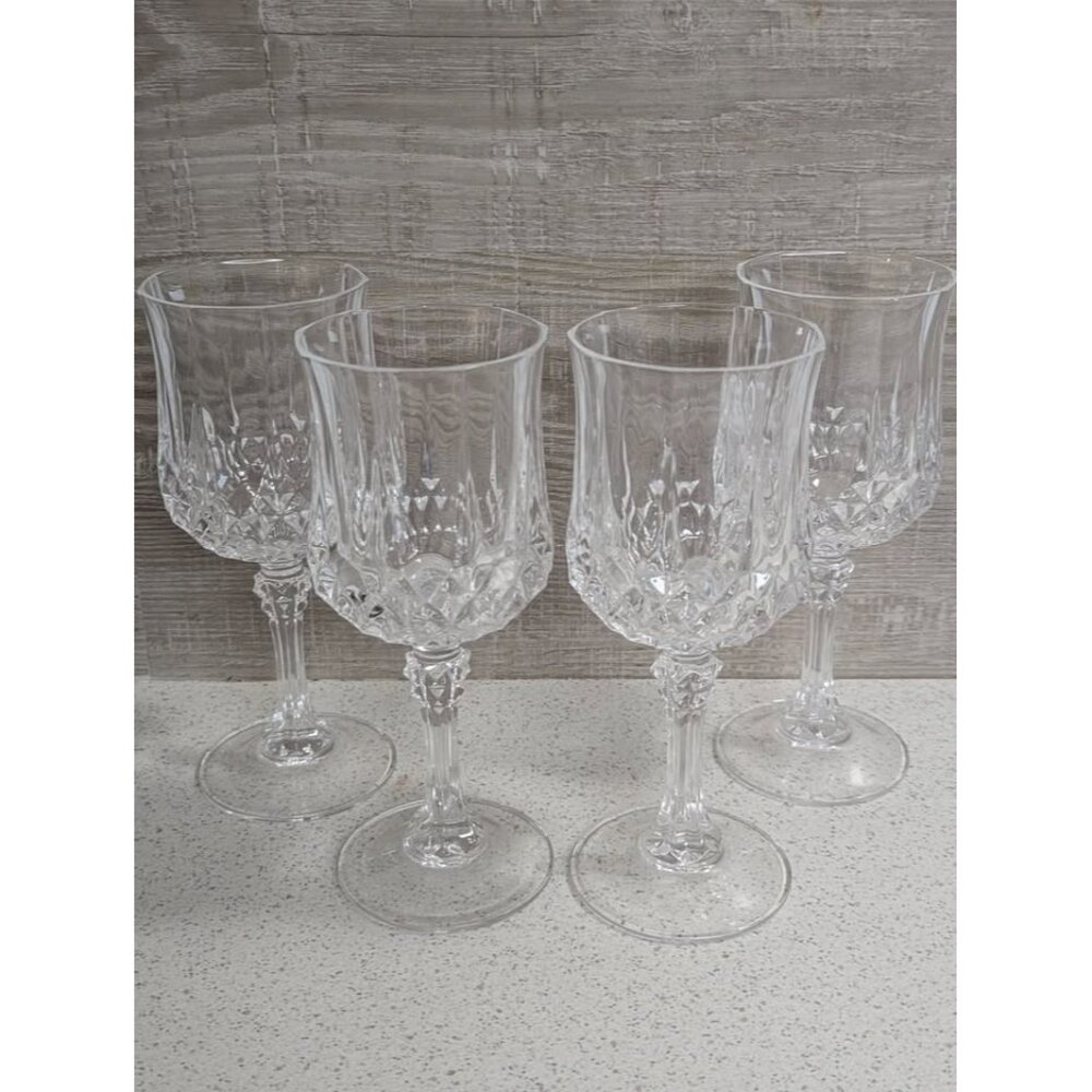 Four Vintage Cristal d'Arques-Durnad Longchamp Crystal Wine Glasses